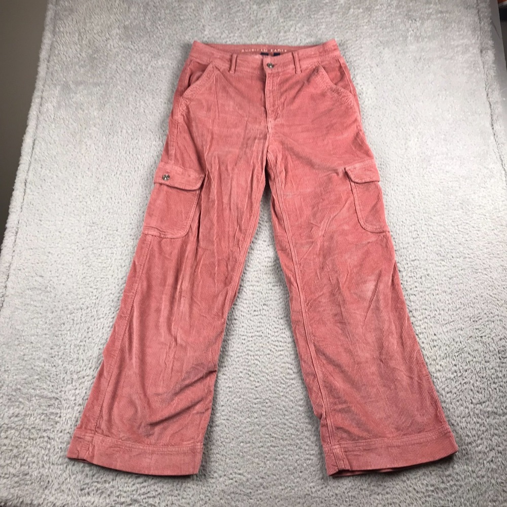 American Eagle Super High Rise Baggy Wide Leg Corduroy Pants Womens 8 Pink